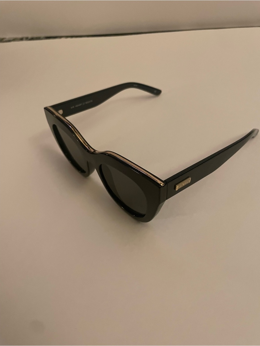 Le Specs Black Gold Air Heart Sunglasses - Picture 2 of 5